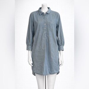 Gap Chambray Shirt Dress Small Light Blue Denim Tunic Cotton Collared Button